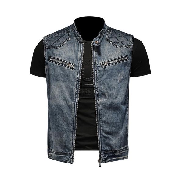 men's vests motorcycle biker denim vest vintage blue embroidery zippers pockets sleeveless jackets punk cowboy fashion wasitcoat, Black;white
men's vests motorcycle biker denim vest vintage blue embroidery zippers pockets sleeveless jackets punk cowboy fashion wasitcoat, Black;white