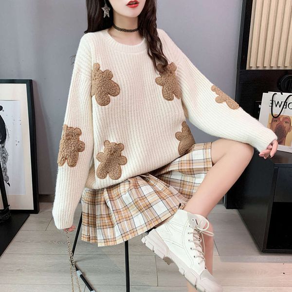 women's sweaters sweaterslazy wind autumn and winter korean loose little bear pullover women's short jersey 6989, White;black
women's sweaters sweaterslazy wind autumn and winter korean loose little bear pullover women's short jersey 6989, White;black