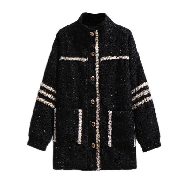 women's jackets autumn and winter tweed coats for women casual black stand collar long sleeve pockets singe breasted plus size jacket c, Black;brown
women's jackets autumn and winter tweed coats for women casual black stand collar long sleeve pockets singe breasted plus size jacket c, Black;brown