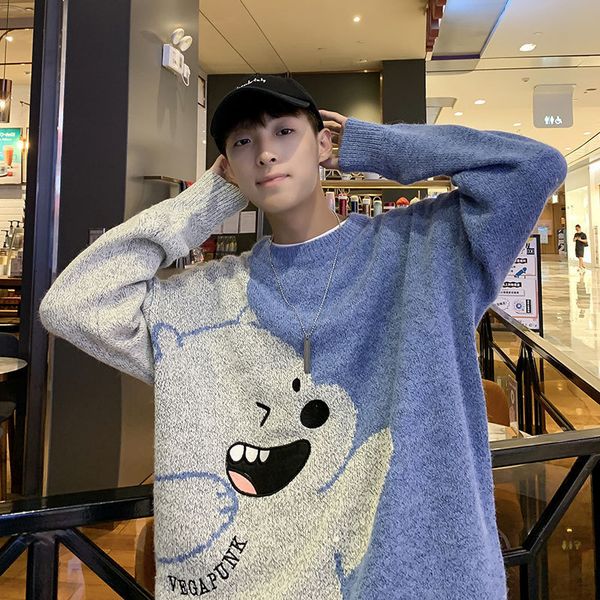 cartoon men's autumn jackets and winter trend loose knit plush thiened round ne sweater, Black;brown
cartoon men's autumn jackets and winter trend loose knit plush thiened round ne sweater, Black;brown