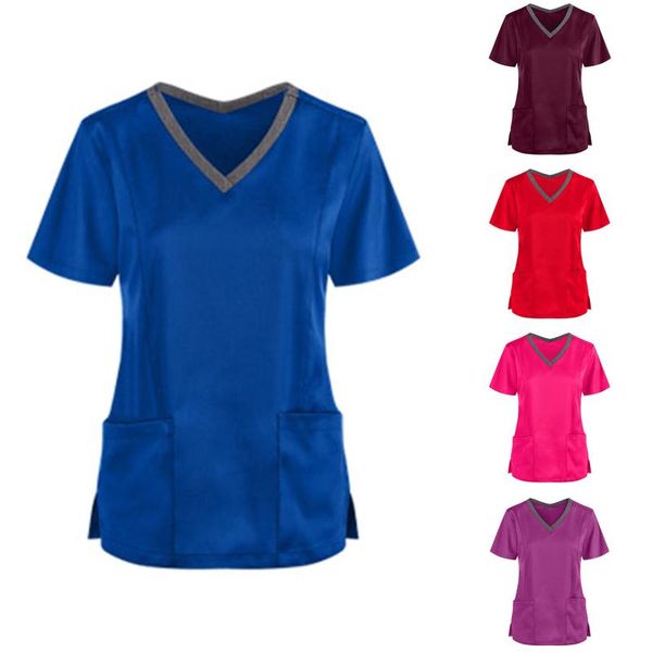 women's t-shirt stitching workwear beauty salon worker scrub t-shirts pet uniform set v-neck #t1q, White
women's t-shirt stitching workwear beauty salon worker scrub t-shirts pet uniform set v-neck #t1q, White