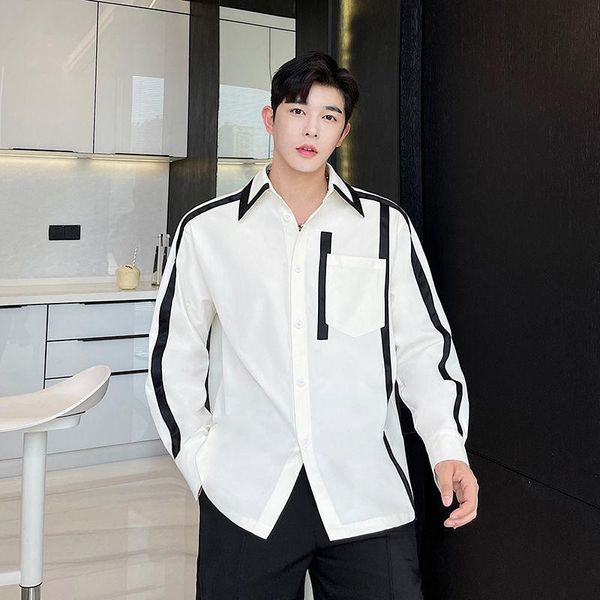 men's casual shirts harajuku streetwear vintage shirt for man 2021 chemise homme men stripe splice long sleeve loose, White;black
men's casual shirts harajuku streetwear vintage shirt for man 2021 chemise homme men stripe splice long sleeve loose, White;black