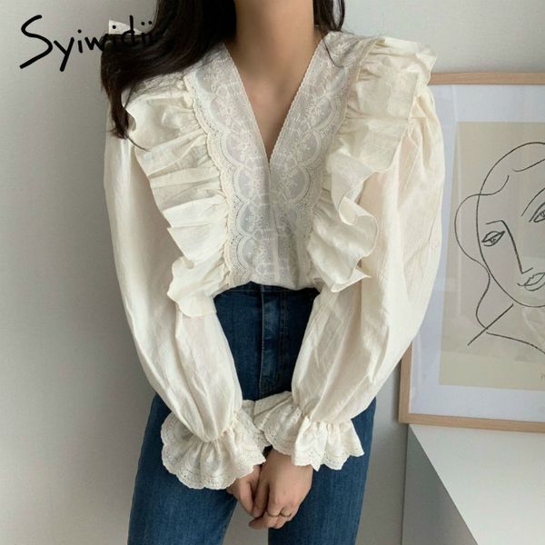 syiwidii women shirts v neck korean chic ruffled blouse loose women casual solid white fashion woman clothes harajuku 210417
syiwidii women shirts v neck korean chic ruffled blouse loose women casual solid white fashion woman clothes harajuku 210417