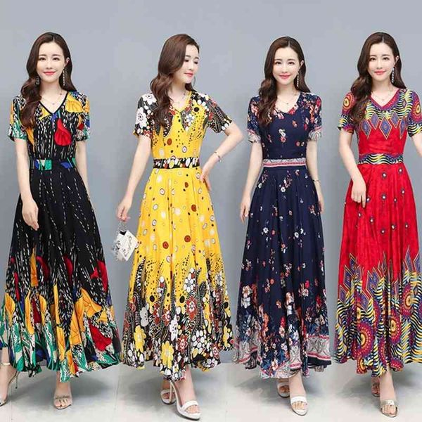 summer women v collar short sleeve flower printed chiffon maxi dress 210531, Black;gray
summer women v collar short sleeve flower printed chiffon maxi dress 210531, Black;gray