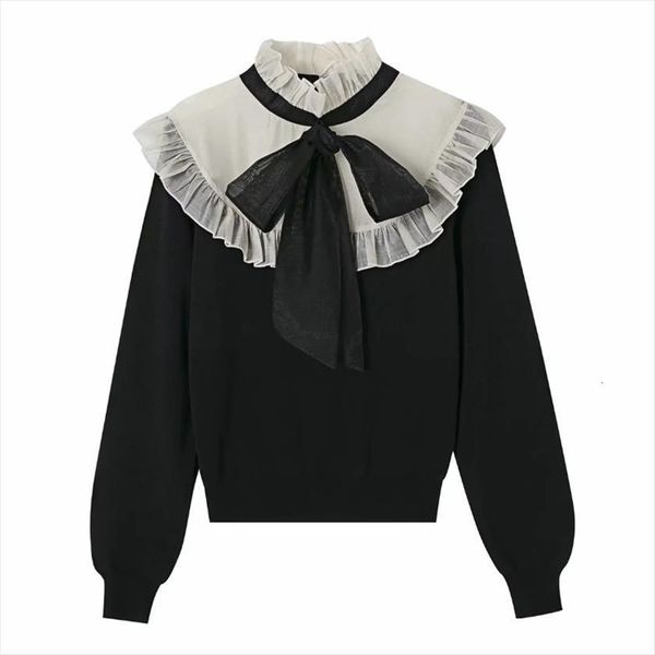 women contrast color organza womens sweater splicing knitting femme long sleeve pullover casual lady loose sw960, White;black
women contrast color organza womens sweater splicing knitting femme long sleeve pullover casual lady loose sw960, White;black