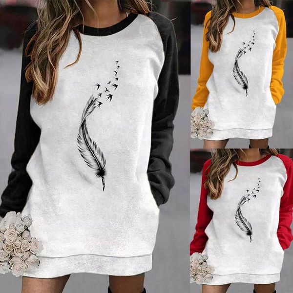 casual dresses women's long sleeve feathers printed ladies mini dress fashion for women 2021 elegant robe femme, Black;gray
casual dresses women's long sleeve feathers printed ladies mini dress fashion for women 2021 elegant robe femme, Black;gray
