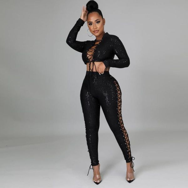 women's two piece pants midnight style sparkly sequin spliced tracksuit women lace up hollow long sleeve crop pencil bodycon trousers, White
women's two piece pants midnight style sparkly sequin spliced tracksuit women lace up hollow long sleeve crop pencil bodycon trousers, White