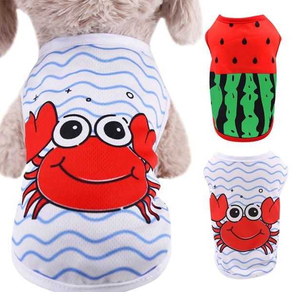 

dog apparel spring summer pet vest t-shirt cute watermelon crab printed shirt clothes for dogs cats puppy sleeveless