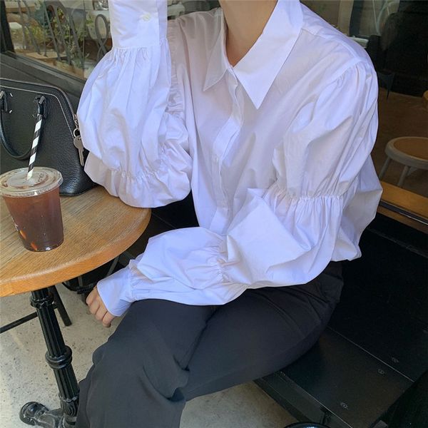white chic casual spring solid sweet shirts vintage gentle streetwear women elegance brief blouses 210421
white chic casual spring solid sweet shirts vintage gentle streetwear women elegance brief blouses 210421