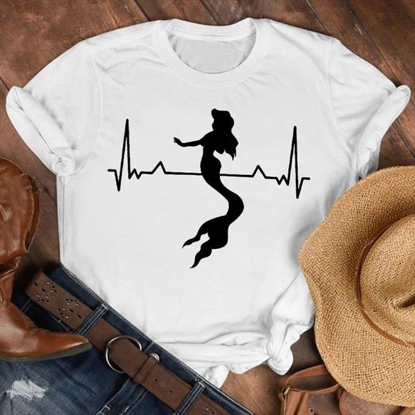mermaid beach print short sleeve women t shirts o neck loose tee female clothes camisetas mujer, White
mermaid beach print short sleeve women t shirts o neck loose tee female clothes camisetas mujer, White