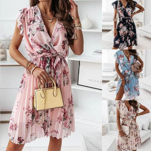 party dresses women deep v neck ruffles sleeve mini dress summer floral print chiffon casual office ladies pleated beach, White;black
party dresses women deep v neck ruffles sleeve mini dress summer floral print chiffon casual office ladies pleated beach, White;black