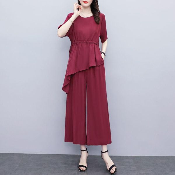 women's two piece pants women 2021 summer fashion two-piece sets female solid color pullover ladies high waist loose wide-leg suits q1, White
women's two piece pants women 2021 summer fashion two-piece sets female solid color pullover ladies high waist loose wide-leg suits q1, White