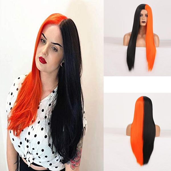 synthetic wigs 26 inch long half black orange straight machine wig for women cosplay dray queen no lace halloween costume
synthetic wigs 26 inch long half black orange straight machine wig for women cosplay dray queen no lace halloween costume