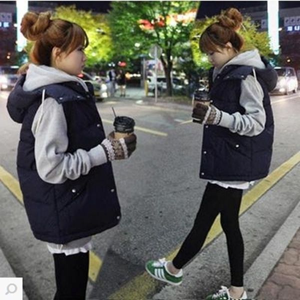 vests autumn winter women's 2021 korean version medium long loose large down vt cotton et, Black;white
vests autumn winter women's 2021 korean version medium long loose large down vt cotton et, Black;white