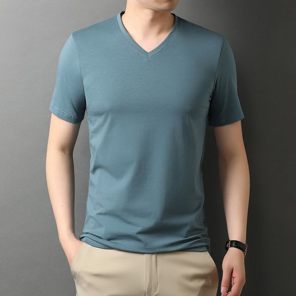 short sve t-shirt t summer new youth wear solid color mercerized cotton v-neck pullover men's t-shirt top, White;black
short sve t-shirt t summer new youth wear solid color mercerized cotton v-neck pullover men's t-shirt top, White;black