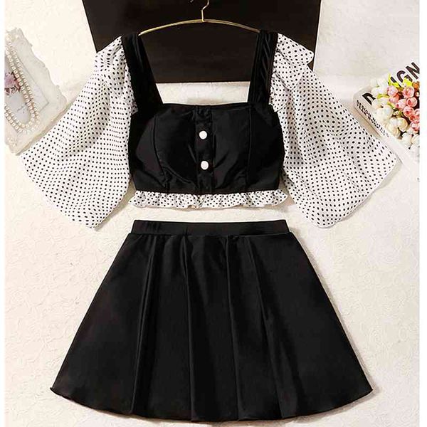 swimwear swimsuit female students in south korea ins spring wave point show thin gauze sleeve cover the belly, White;black
swimwear swimsuit female students in south korea ins spring wave point show thin gauze sleeve cover the belly, White;black