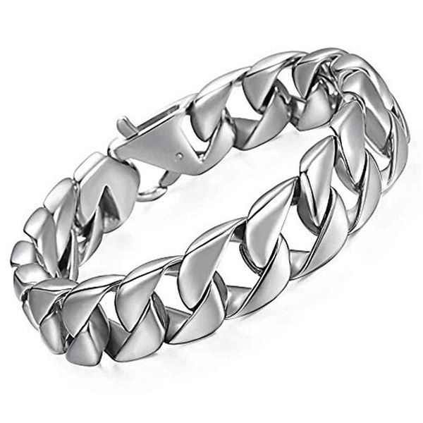 link, chain 15mm curb cuban heavy big bracelet for mens women 316l stainless steel link bangle fits 9.5inch wrist, Black
link, chain 15mm curb cuban heavy big bracelet for mens women 316l stainless steel link bangle fits 9.5inch wrist, Black