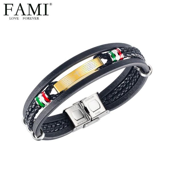 bangle fami vintage classic cross titanium steel bracelet woven multi-layer men's leather chain fashion, Black
bangle fami vintage classic cross titanium steel bracelet woven multi-layer men's leather chain fashion, Black