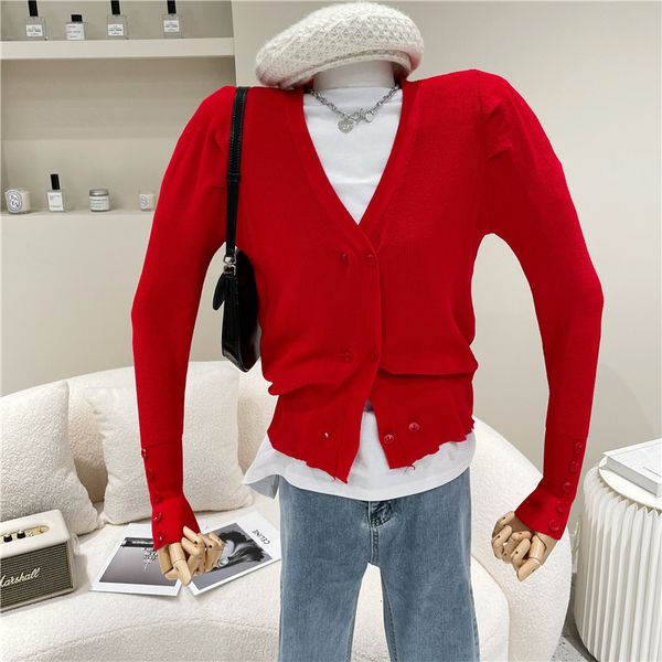 sweater female spring niche fashion design double bubble breasted mesh cardigan shirt cleavage upper skinny, White;black
sweater female spring niche fashion design double bubble breasted mesh cardigan shirt cleavage upper skinny, White;black
