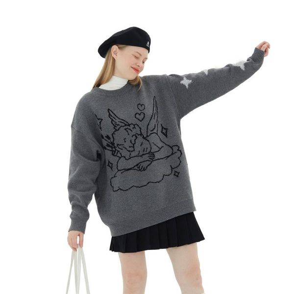 women's sweaters 2021 winter fashion grey gothic designer streetwear oversized sweater for women long sleeve goth punk cloth, White;black
women's sweaters 2021 winter fashion grey gothic designer streetwear oversized sweater for women long sleeve goth punk cloth, White;black
