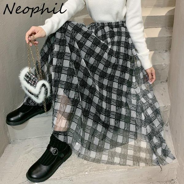 skirts neophil women plaid mesh voile midi england style 2021 summer high waist female tartan tweed ball gown tulle skirt s9112, Black
skirts neophil women plaid mesh voile midi england style 2021 summer high waist female tartan tweed ball gown tulle skirt s9112, Black