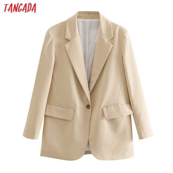 tangada women solid beige blazer coat vintage notched collar pocket fashion female casual chic qj144 210609, White;black
tangada women solid beige blazer coat vintage notched collar pocket fashion female casual chic qj144 210609, White;black