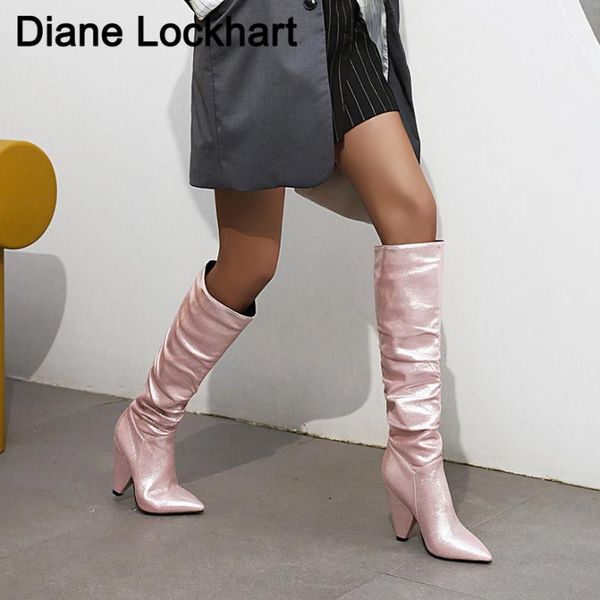 boots winter sequined cloth pleated for women pointed toe thick heels botas woman bling party shoes pink knee high femal, Black
boots winter sequined cloth pleated for women pointed toe thick heels botas woman bling party shoes pink knee high femal, Black