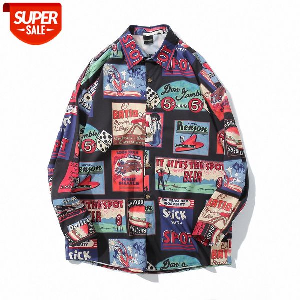 retro men's shirt american lazy hip-hop loose bf fun full print jacket #ey9v, White;black
retro men's shirt american lazy hip-hop loose bf fun full print jacket #ey9v, White;black