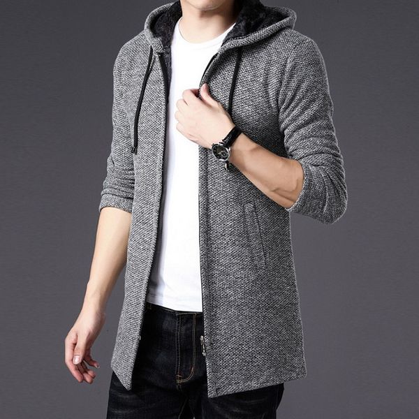men's sweaters winter mid-length knit sweater plus velvet thick hooded cardigan coat large size 50mf, White;black
men's sweaters winter mid-length knit sweater plus velvet thick hooded cardigan coat large size 50mf, White;black