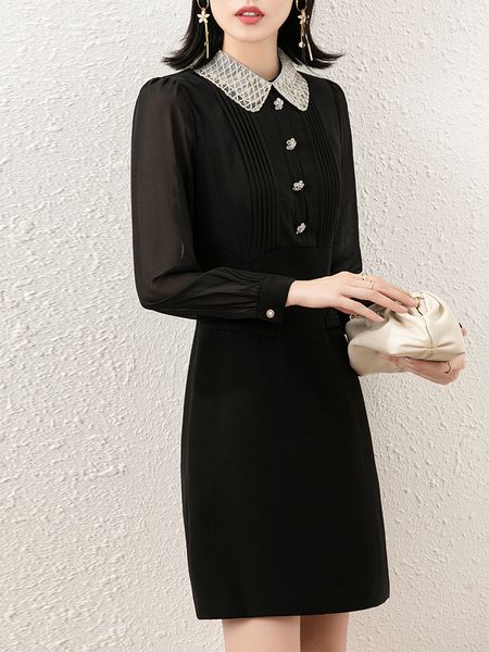 gentle black dress chic square collar design sense hepburn style french dress early autumn retro little black dress, Black;gray
gentle black dress chic square collar design sense hepburn style french dress early autumn retro little black dress, Black;gray