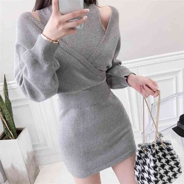 two-piece set autumn and winter korean temperament slim bat sleeves hip knitted sweater dress 210416, White
two-piece set autumn and winter korean temperament slim bat sleeves hip knitted sweater dress 210416, White