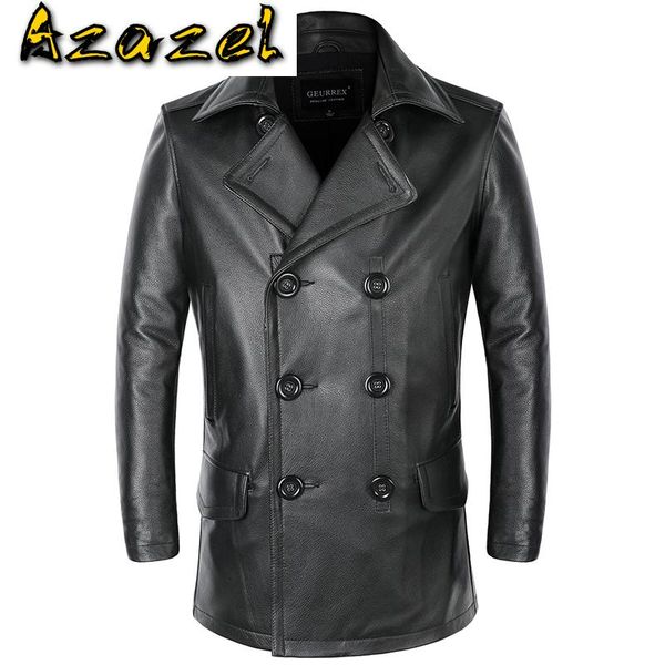 men's leather & faux 100% genuine jacket cowhide autumn winter coats double-breasted cow trench coat plus size men clothing kj, Black
men's leather & faux 100% genuine jacket cowhide autumn winter coats double-breasted cow trench coat plus size men clothing kj, Black