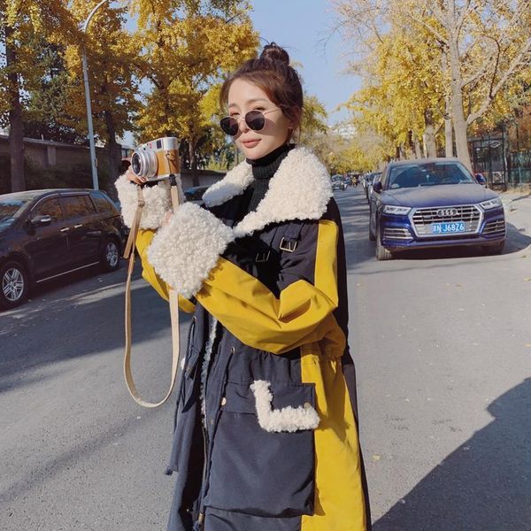 women's down & parkas 2021 winter korean stitching lamb velvet women jacket warm thick cotton long overcoat coat loose female coats, Black
women's down & parkas 2021 winter korean stitching lamb velvet women jacket warm thick cotton long overcoat coat loose female coats, Black
