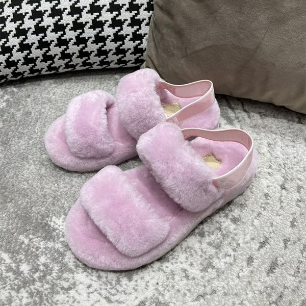 dress shoes winter fur women sandals flat casual warm opened toe solid color sanals designer female, Black
dress shoes winter fur women sandals flat casual warm opened toe solid color sanals designer female, Black