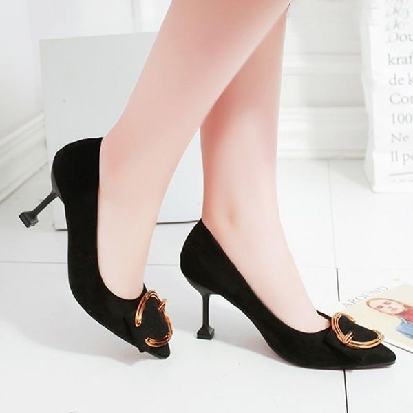 dress shoes 2021 concise elegant high-heeled metal buckle women pumps pointe shallow for lady office y21-13, Black
dress shoes 2021 concise elegant high-heeled metal buckle women pumps pointe shallow for lady office y21-13, Black