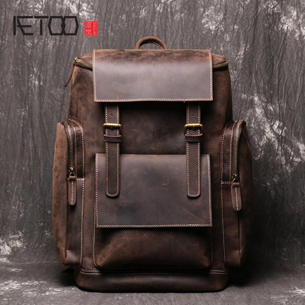 handmade leather travel bag, retro crazy horse men's backpack, cowhide large-capacity backpack
handmade leather travel bag, retro crazy horse men's backpack, cowhide large-capacity backpack