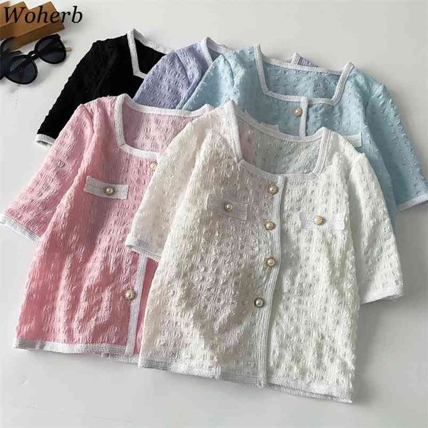 short sleeve blouses women elegant single breasted slim shirts korean square collar blusas vintage temperament white 210519
short sleeve blouses women elegant single breasted slim shirts korean square collar blusas vintage temperament white 210519