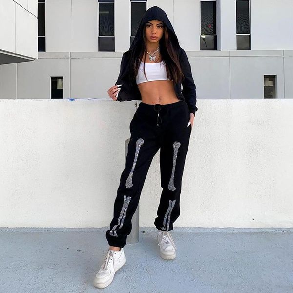 women's pants & capris 2021 personalized leg bone rhinestone sweatpants autumn high waist loose-fit tappered trousers exercise casual, Black;white
women's pants & capris 2021 personalized leg bone rhinestone sweatpants autumn high waist loose-fit tappered trousers exercise casual, Black;white