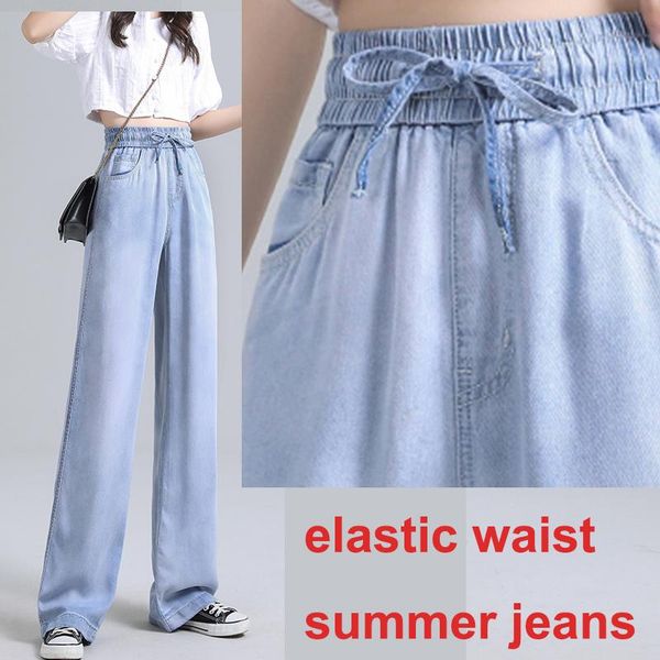 women's jeans elastic waist wide leg 2021 floor-length tencel denim pants summer korean loose thin high waisted for women, Blue
women's jeans elastic waist wide leg 2021 floor-length tencel denim pants summer korean loose thin high waisted for women, Blue