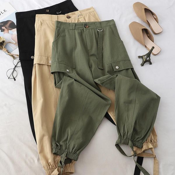 women's pants & capris 2021 autumn women ankle black casual high waist cargo hip hop solid trousers pockets elastic bottoms, Black;white
women's pants & capris 2021 autumn women ankle black casual high waist cargo hip hop solid trousers pockets elastic bottoms, Black;white