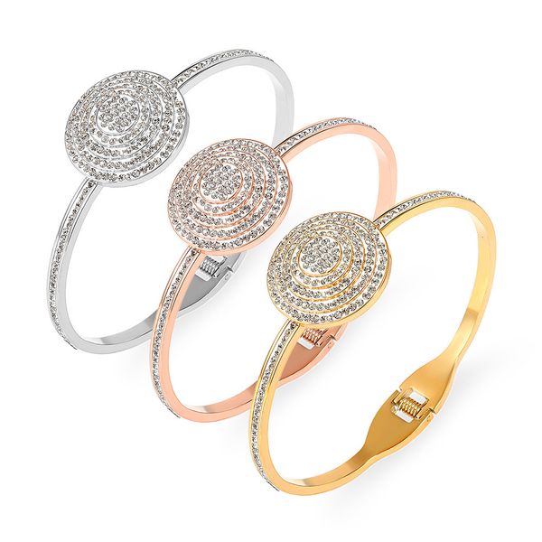 bangles bracelets fashion opening titanium steel temperament round diamond rose gold 3 color bracelet, Black
bangles bracelets fashion opening titanium steel temperament round diamond rose gold 3 color bracelet, Black
