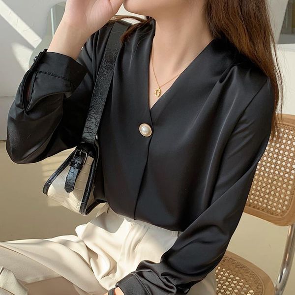 women's blouses & shirts long sleeve black blouse women blusas mujer de moda 2021 v-neck office shirt chiffon blusa e214, White
women's blouses & shirts long sleeve black blouse women blusas mujer de moda 2021 v-neck office shirt chiffon blusa e214, White