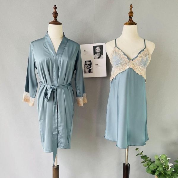 women's sleepwear women summer robe set lace patchwork 2pcs v-neck sleep satin silky kimono gown casual nighty&robe, Black;red
women's sleepwear women summer robe set lace patchwork 2pcs v-neck sleep satin silky kimono gown casual nighty&robe, Black;red