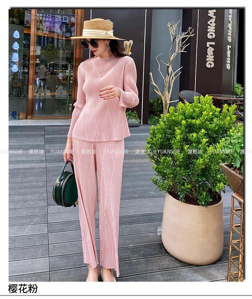 women's two piece pants selling miyake style o-neck long sleeve t-shirt in the fold solid two-piece outfit stock, White
women's two piece pants selling miyake style o-neck long sleeve t-shirt in the fold solid two-piece outfit stock, White