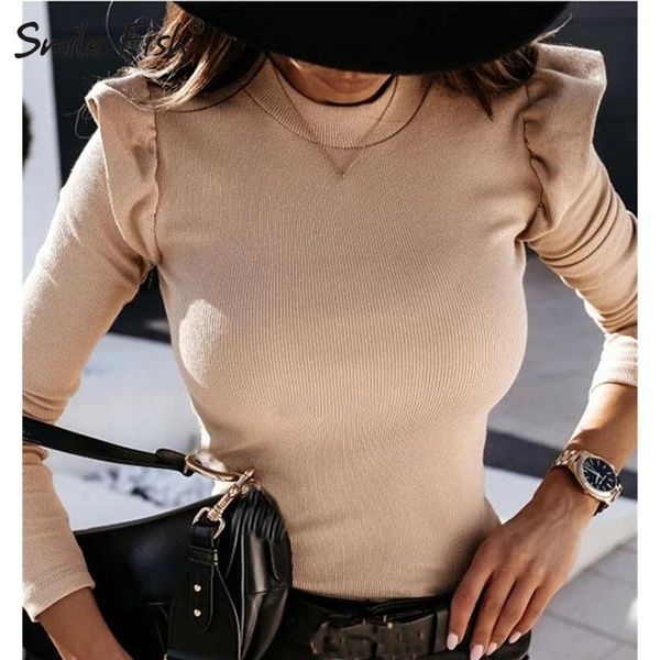 women's t-shirt long sleeve kahki ruffles women t-shirts soild khkai skinny knitted o-neck black autumn winter slim fenale shirts g204, White
women's t-shirt long sleeve kahki ruffles women t-shirts soild khkai skinny knitted o-neck black autumn winter slim fenale shirts g204, White