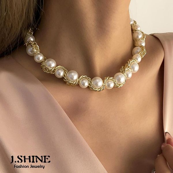 chains jshine vintage gold color twisted simulated pearl choker necklace fashion handmade beaded chain for women punk, Silver
chains jshine vintage gold color twisted simulated pearl choker necklace fashion handmade beaded chain for women punk, Silver