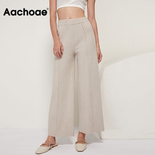 aachoae elegant wide leg pants women solid knitted long pants elastic waist loose trousers pleated full length casual bottoms 210413, Black;white
aachoae elegant wide leg pants women solid knitted long pants elastic waist loose trousers pleated full length casual bottoms 210413, Black;white