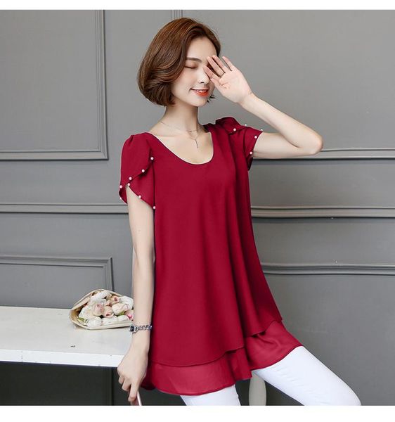women's blouses & shirts summer women o-neck chiffon blouse short sleeve female solid casual shirt large size feminina camisas blusas p, White
women's blouses & shirts summer women o-neck chiffon blouse short sleeve female solid casual shirt large size feminina camisas blusas p, White