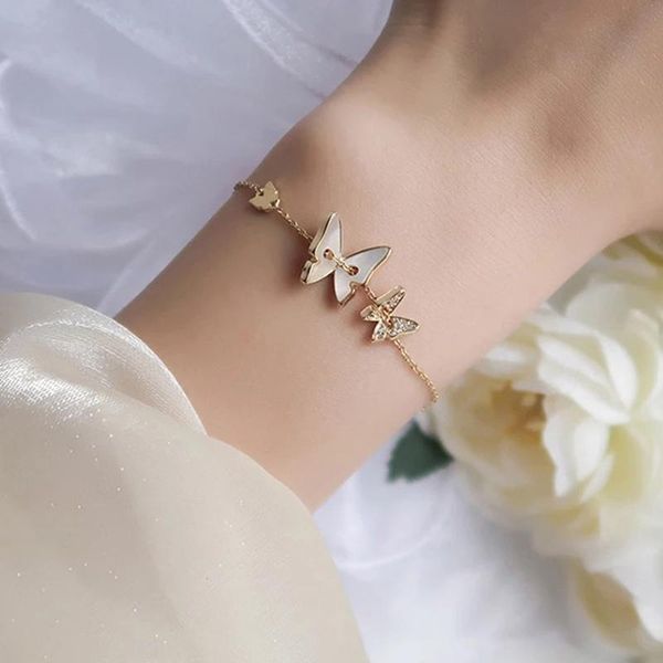 link, chain fashion stainless steel shell butterfly bracelets for women zircon golden link simple adjustable bracelet jewelry gift, Black
link, chain fashion stainless steel shell butterfly bracelets for women zircon golden link simple adjustable bracelet jewelry gift, Black