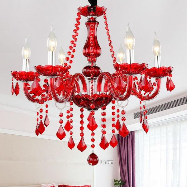 

chandeliers modern red chandelier for living room bedroom kitchen weeding lustre de cristal k9 crystal romantic lights